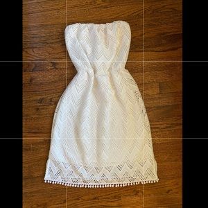 Lilly Pulitzer crochet strapless pompon dress